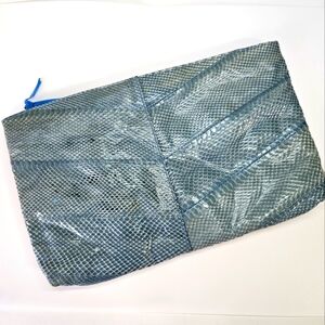 VINTAGE Genuine Lizard Snakeskin Blue Clutch Handbag Purse MCM